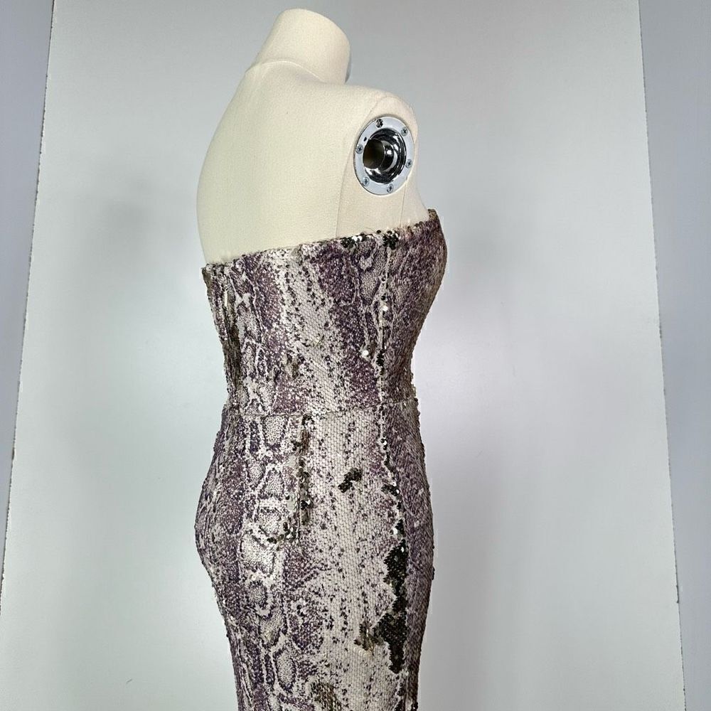 Dress the Population Strapless Sequin Snake-Print Midi Dress Size XXS .Mob Wife. - Picture 7 of 15